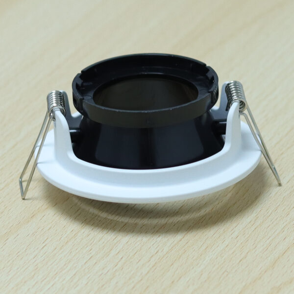 Round White and Shiny White Moveable Recessed Spotlight Frame MR16 Fixture Aluminum Mounting Frame Recessed Spotlight Including GU10 Socket for LED, Halogen Ceiling Spot Recessed Lights Hole D-501-RD-WH+S.BLACK-ELSEWEDY - Image 2