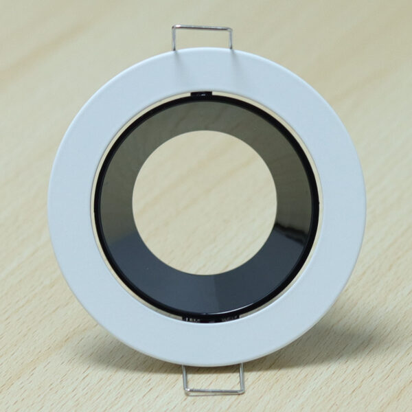 Round White and Shiny White Moveable Recessed Spotlight Frame MR16 Fixture Aluminum Mounting Frame Recessed Spotlight Including GU10 Socket for LED, Halogen Ceiling Spot Recessed Lights Hole D-501-RD-WH+S.BLACK-ELSEWEDY - Image 3