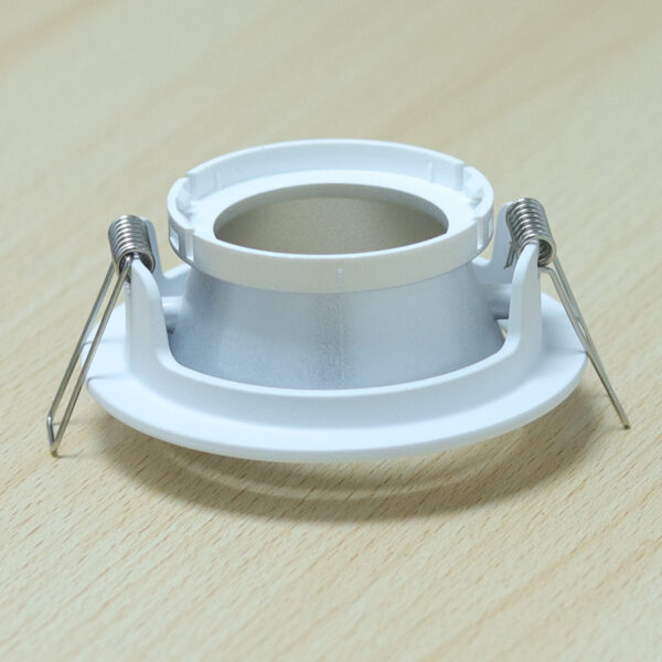 Round White and Shiny Silver Matte Moveable Recessed Spotlight Frame MR16 Fixture Aluminum Mounting Frame Recessed Spotlight Including GU10 Socket for LED, Halogen Ceiling Spot Recessed Lights Hole D-501-RD-WH+S.SILVER-ELSEWEDY - Image 2