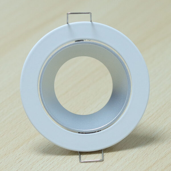 Round White and Shiny Silver Matte Moveable Recessed Spotlight Frame MR16 Fixture Aluminum Mounting Frame Recessed Spotlight Including GU10 Socket for LED, Halogen Ceiling Spot Recessed Lights Hole D-501-RD-WH+S.SILVER-ELSEWEDY - Image 3