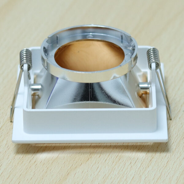 Square White and Shiny Rose Gold Moveable Recessed Spotlight Frame MR16 Fixture Aluminum Mounting Frame Recessed Spotlight Including GU10 Socket for LED, Halogen Ceiling Spot Recessed Lights Hole D-501-SQ-WH+ROSEGD-ELSEWEDY - Image 2