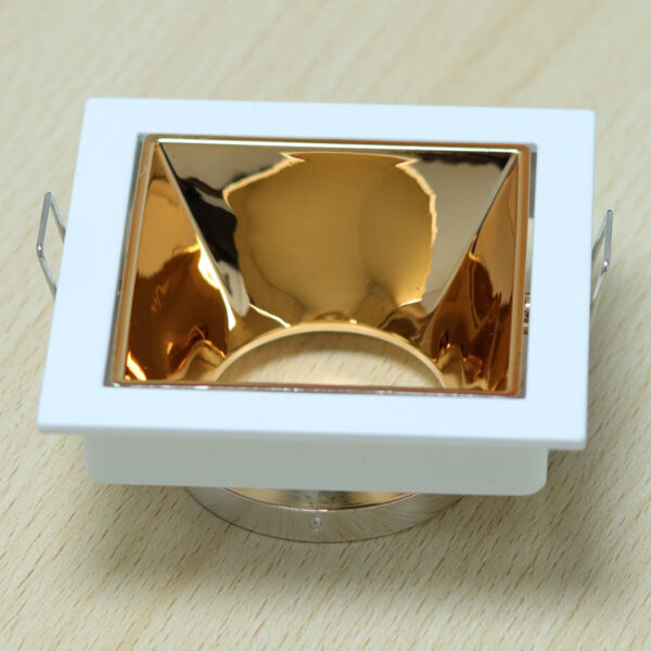 Square White and Shiny Rose Gold Moveable Recessed Spotlight Frame MR16 Fixture Aluminum Mounting Frame Recessed Spotlight Including GU10 Socket for LED, Halogen Ceiling Spot Recessed Lights Hole D-501-SQ-WH+ROSEGD-ELSEWEDY