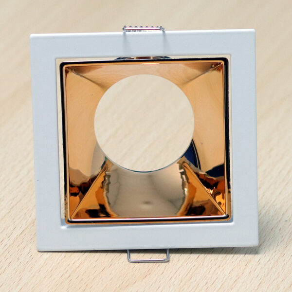 Square White and Shiny Rose Gold Moveable Recessed Spotlight Frame MR16 Fixture Aluminum Mounting Frame Recessed Spotlight Including GU10 Socket for LED, Halogen Ceiling Spot Recessed Lights Hole D-501-SQ-WH+ROSEGD-ELSEWEDY - Image 3