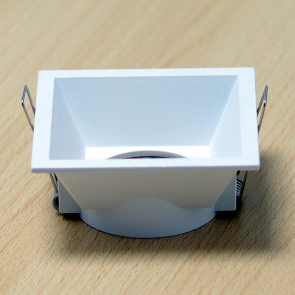 Square White Matte Recessed Spotlight Frame MR16 Fixture Aluminum Mounting Frame Recessed Spotlight Including GU10 Socket for LED, Halogen Ceiling Spot Recessed Lights Hole D-502-SQ-WH-ELSEWEDY