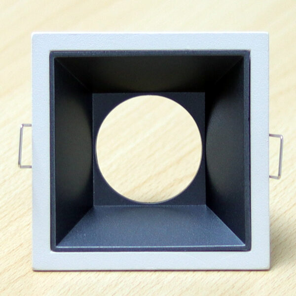Square White and Dark Gray Matte Recessed Spotlight Frame MR16 Fixture Aluminum Mounting Frame Recessed Spotlight Including GU10 Socket for LED, Halogen Ceiling Spot Recessed Lights Hole D-502-SQ-WH+DKGRAY-ELSEWEDY - Image 3