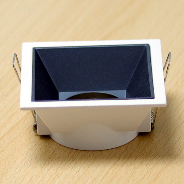Square White and Dark Gray Matte Recessed Spotlight Frame MR16 Fixture Aluminum Mounting Frame Recessed Spotlight Including GU10 Socket for LED, Halogen Ceiling Spot Recessed Lights Hole D-502-SQ-WH+DKGRAY-ELSEWEDY