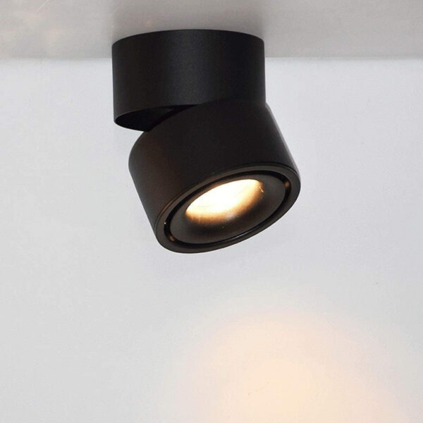 Ceiling Spotlight - 360°Adjustable Indoor Surface Mounted 12W COB Lighting -Warm White Light 3000K Ceiling Downlight-Wall Swivel Lamp DL-12-3K-BK - Image 4