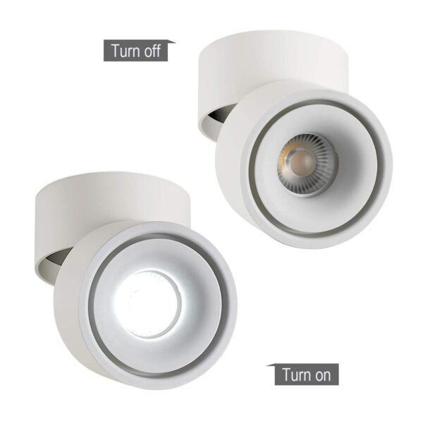 Ceiling Spotlight - 360°Adjustable Indoor Surface Mounted 12W COB Lighting -Cool White 6000K Ceiling Downlight-Wall Swivel Lamp DL-12-6K-WH - Image 3