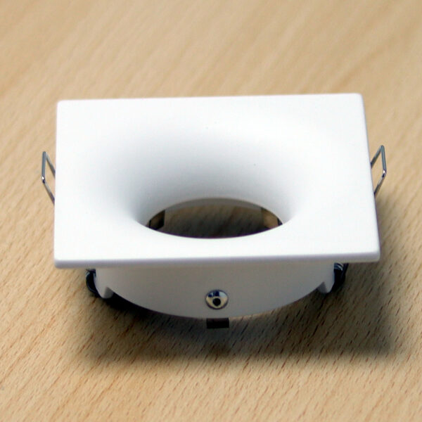 Square White Matt Anti-Glare Recessed Spotlight Frame MR16 Fixture Aluminum Mounting Frame Recessed Spotlight Including GU10 Socket for LED, Halogen Ceiling Spot Recessed Lights Hole H-201-SQ-WH-ELSEWEDY