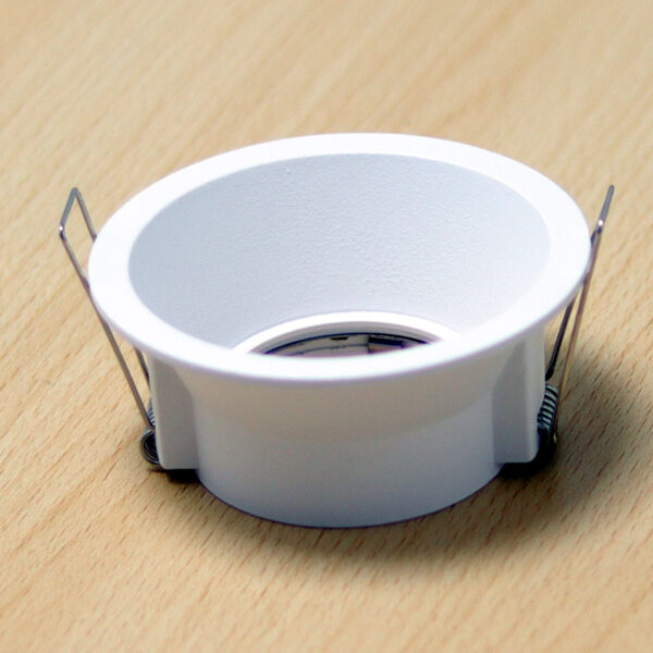 Round White Matte Recessed Spotlight Frame MR16 Fixture Aluminum Mounting Frame Recessed Spotlight Including GU10 Socket for LED, Halogen Ceiling Spot Recessed Lights Hole Color H-501-RD-WH-ELSEWEDY