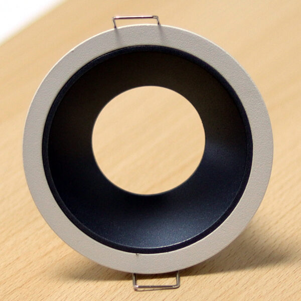 Round White and Gray Matte Recessed Spotlight Frame MR16 Fixture Aluminum Mounting Frame Recessed Spotlight Including GU10 Socket for LED, Halogen Ceiling Spot Recessed Lights Hole Color H-501-RD-WH+DKGRAY-ELSEWEDY - Image 3