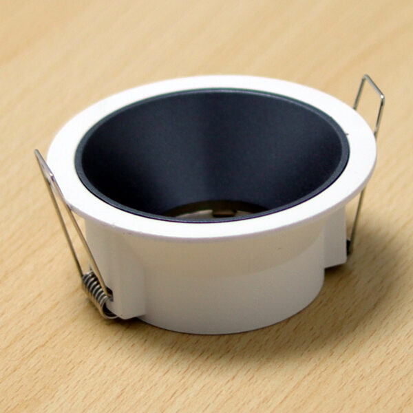 Round White and Gray Matte Recessed Spotlight Frame MR16 Fixture Aluminum Mounting Frame Recessed Spotlight Including GU10 Socket for LED, Halogen Ceiling Spot Recessed Lights Hole Color H-501-RD-WH+DKGRAY-ELSEWEDY