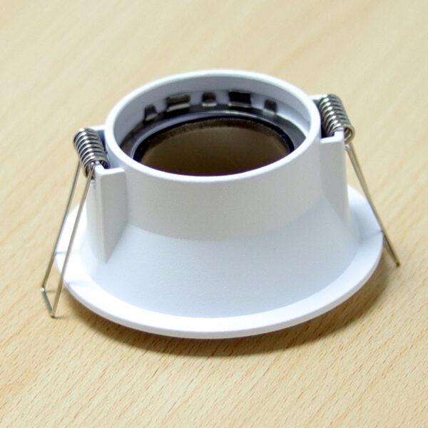 Round White and Silver Matte Recessed Spotlight Frame MR16 Fixture Aluminum Mounting Frame Recessed Spotlight Including GU10 Socket for LED, Halogen Ceiling Spot Recessed Lights Hole Color H-501-RD-WH+S.SILVER-ELSEWEDY - Image 3