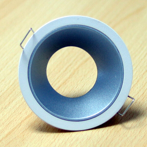 Round White and Silver Matte Recessed Spotlight Frame MR16 Fixture Aluminum Mounting Frame Recessed Spotlight Including GU10 Socket for LED, Halogen Ceiling Spot Recessed Lights Hole Color H-501-RD-WH+S.SILVER-ELSEWEDY - Image 2