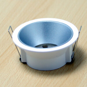 Round White and Silver Matte Recessed Spotlight Frame MR16 Fixture Aluminum Mounting Frame Recessed Spotlight Including GU10 Socket for LED, Halogen Ceiling Spot Recessed Lights Hole Color H-501-RD-WH+S.SILVER-ELSEWEDY