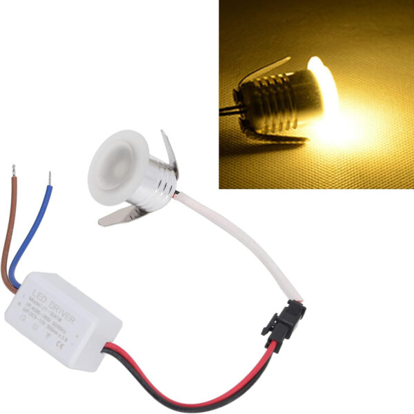 1 Watt LED Recessed Ceiling Light, Mini Recessed Spot Light, Round Shape Professional Recessed Lighting Trims in Ground Well Light for Indoor Cabinets, Display Cabinets, Storage Rooms (Warm White Light) 3000K Round with diffuser LM-04-Elsewedy - Image 3