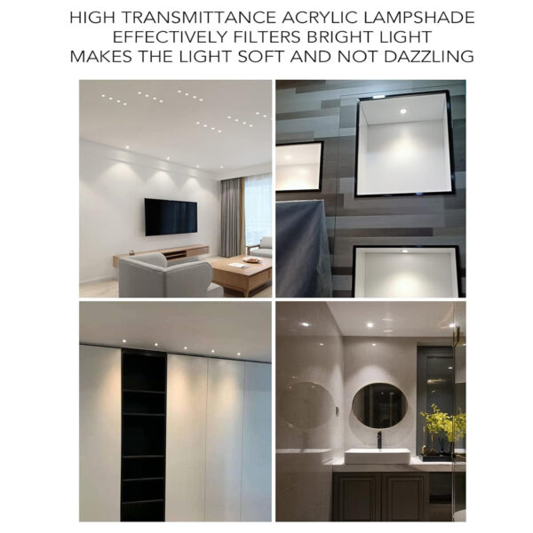 1 Watt LED Recessed Ceiling Light, Mini Recessed Spot Light, Round Shape Professional Recessed Lighting Trims in Ground Well Light for Indoor Cabinets, Display Cabinets, Storage Rooms (Warm White Light) 3000K Round with diffuser LM-04-Elsewedy - Image 4