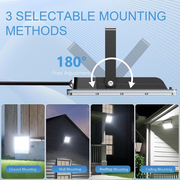 100W LED Flood Light Outdoor, IP67 Waterproof Security Light, 3000K Warm white - 6500K Daylight White Flood Lights for Backyard, Garden, Garage, Playground - Image 3