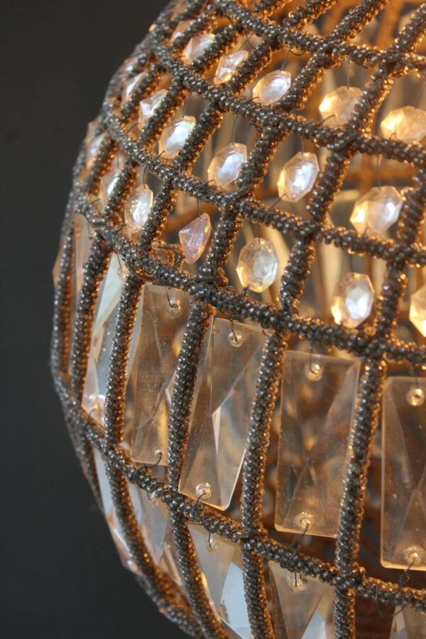 Antique Crystal Globe Chandelier, Adjustable Crystal Sphere Classic Pendant Light Fixture for Living Room Kitchen Island Bronze YG1010/30B-Elsewedy - Image 4
