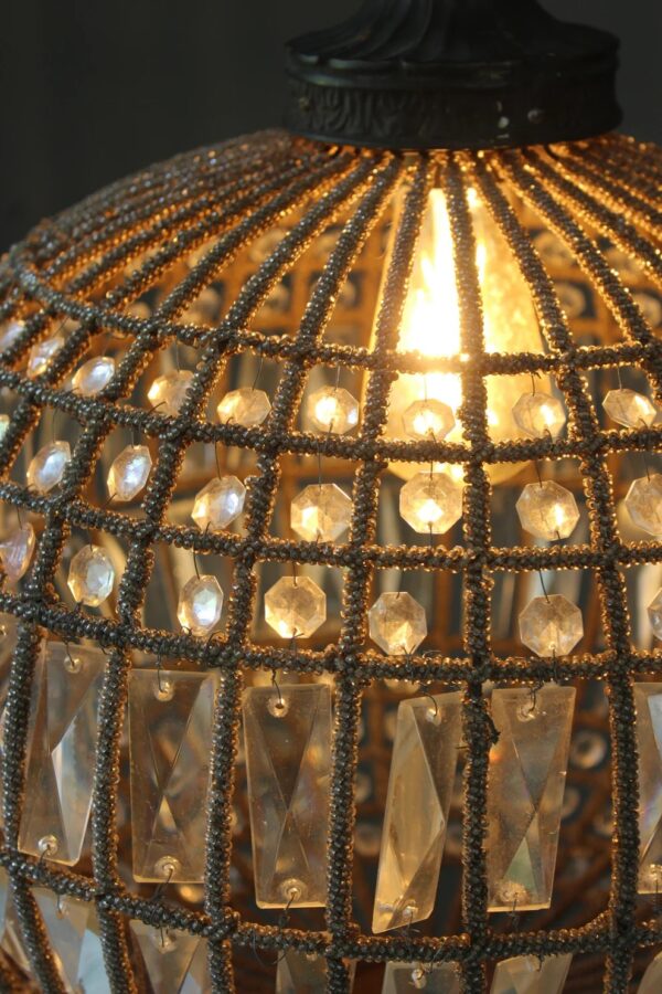 Antique Crystal Globe Chandelier, Adjustable Crystal Sphere Classic Pendant Light Fixture for Living Room Kitchen Island Bronze YG1010/30B-Elsewedy - Image 3