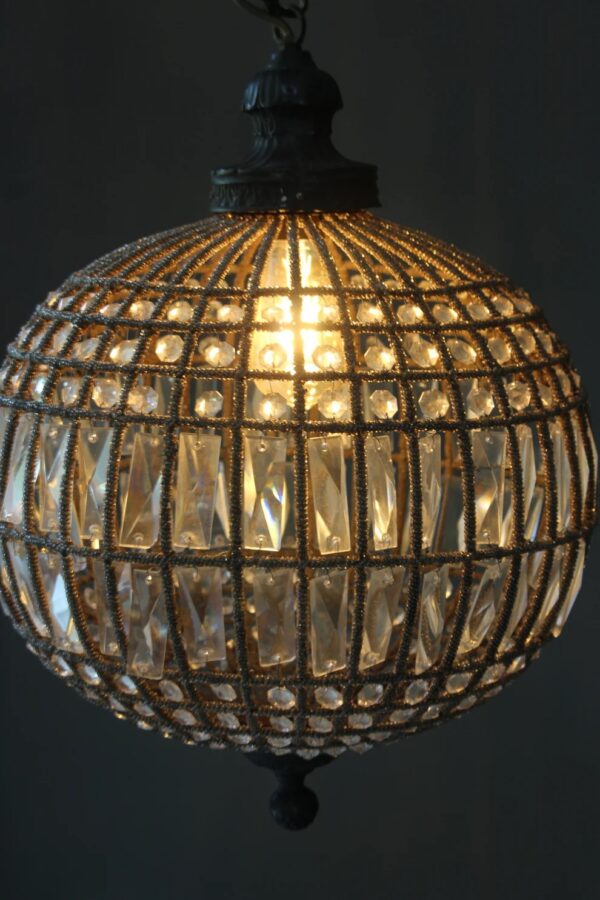 Antique Crystal Globe Chandelier, Adjustable Crystal Sphere Classic Pendant Light Fixture for Living Room Kitchen Island Bronze YG1010/30B-Elsewedy - Image 2