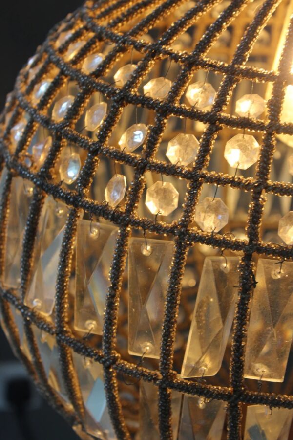Antique Crystal Globe Chandelier, Adjustable Crystal Sphere Classic Pendant Light Fixture for Living Room Kitchen Island Bronze YG1010/30B-Elsewedy - Image 12