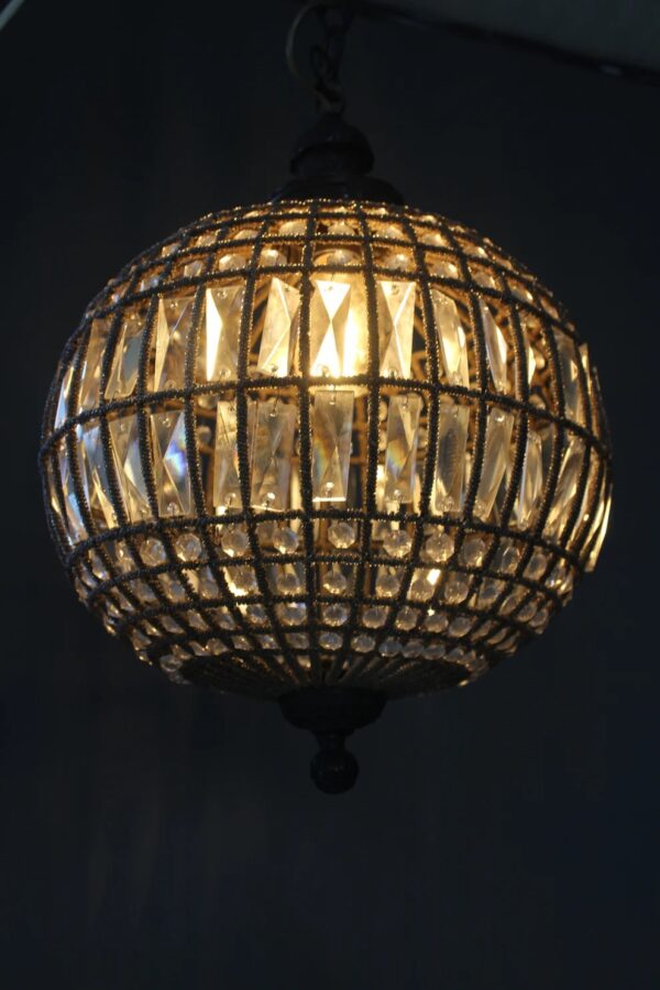 Antique Crystal Globe Chandelier, Adjustable Crystal Sphere Classic Pendant Light Fixture for Living Room Kitchen Island Bronze YG1010/30B-Elsewedy - Image 10