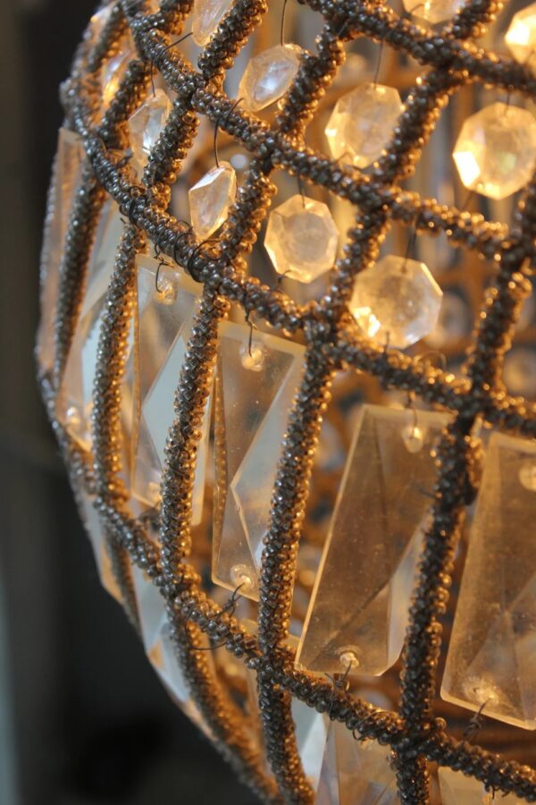 Antique Crystal Globe Chandelier, Adjustable Crystal Sphere Classic Pendant Light Fixture for Living Room Kitchen Island Bronze YG1010/30B-Elsewedy - Image 7
