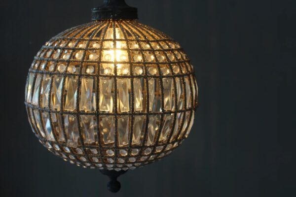 Antique Crystal Globe Chandelier, Adjustable Crystal Sphere Classic Pendant Light Fixture for Living Room Kitchen Island Bronze YG1010/30B-Elsewedy - Image 5