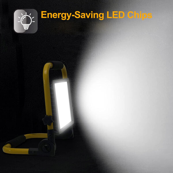 Elsewedy Camping Flood Lights COB LED Rechargeable Portable 200W Work Light Waterproof Adjustable Angle Floodlights for Outdoor BBQ Garden Hiking Emergency Car Repairing Workshop 6000K YMTGD5-CHARGELAMP-WH - Image 2